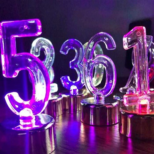 Led Işıklı 4 Rakam Mum Gold
