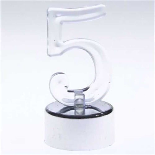 Led Işıklı 5 Rakam Mum Gümüş