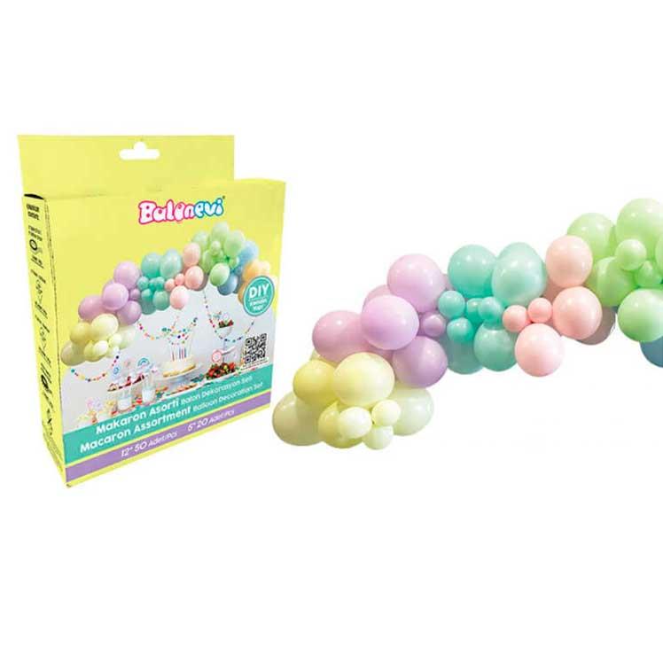 Zincir Balon SetleriMakaron Asorti Zincir Balon Seti