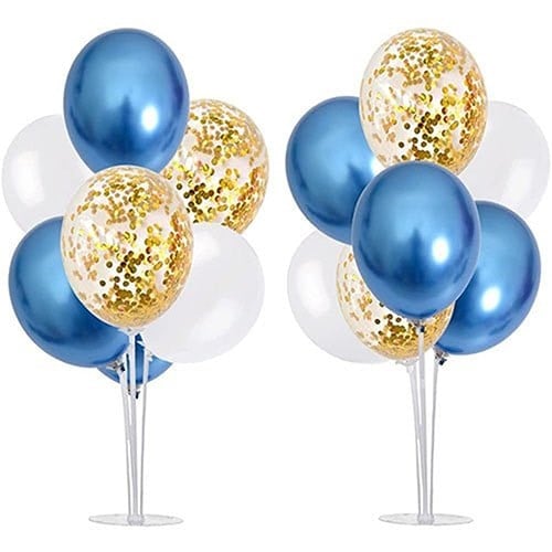 Mavi Beyaz Konfetili Ayaklı Balon Standı