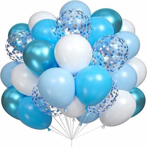 Mavi Konfetili Uçan Balon 20 Adet