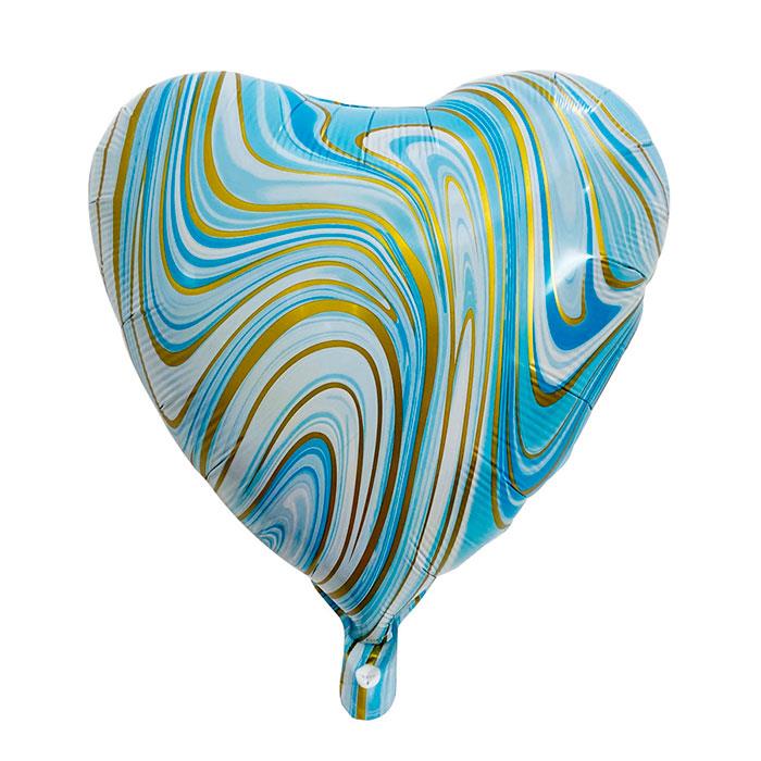Mavi Renk Mermer Kalp Balon