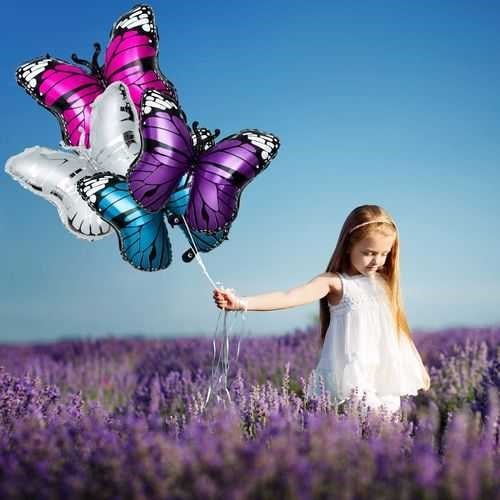 Mavi Zebra Kelebek Folyo Balon