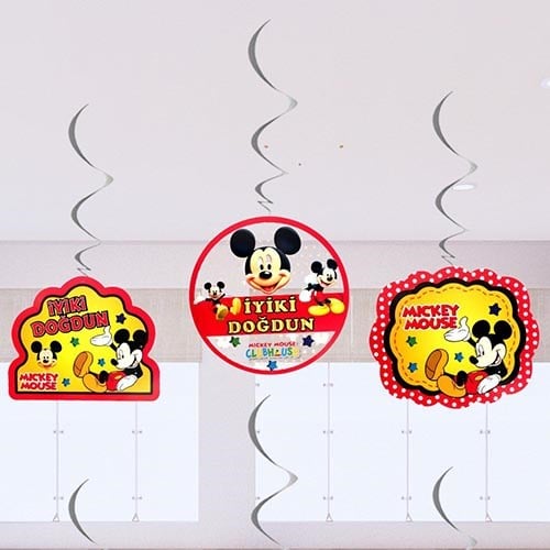 Mickey Mouse Çift Taraflı Asma Süs 6 Adet