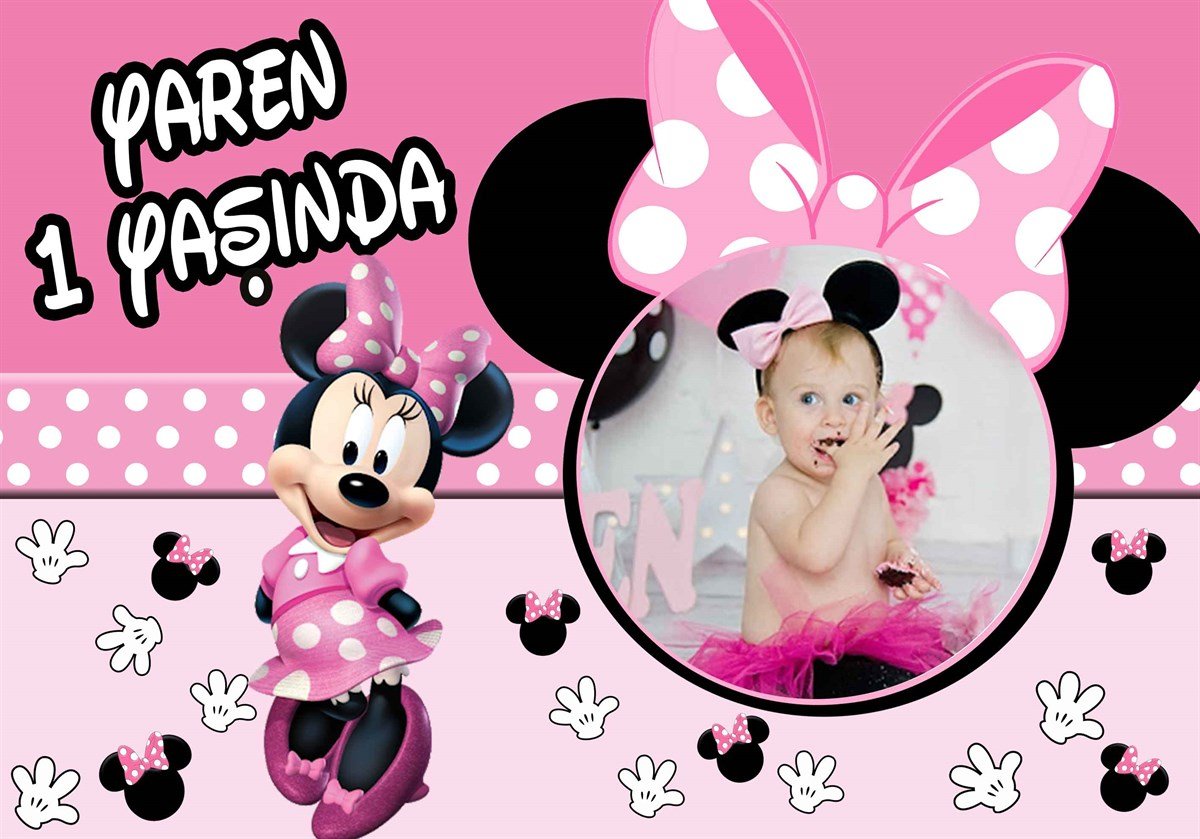 Minnie Mouse Kişiye Özel Doğum Günü Afişi