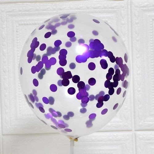 Metalik Mor Renkli Konfetili Balon