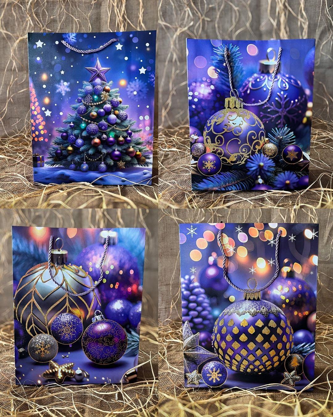 Mor Simli Karton Çanta 12 Adet