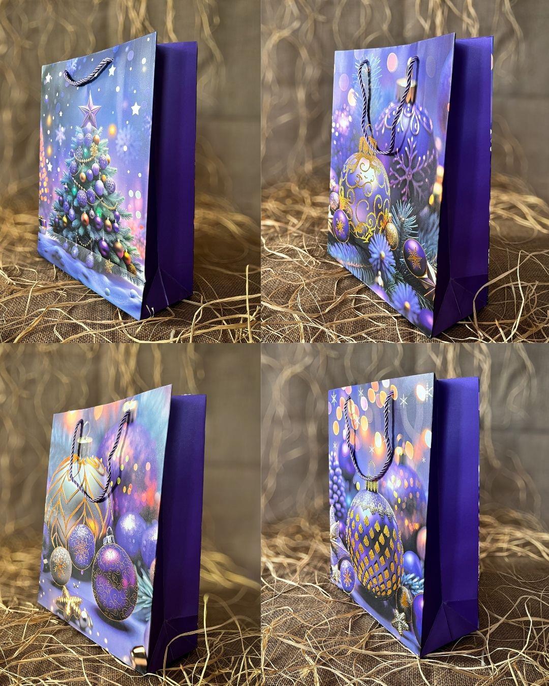 Mor Simli Karton Çanta 12 Adet