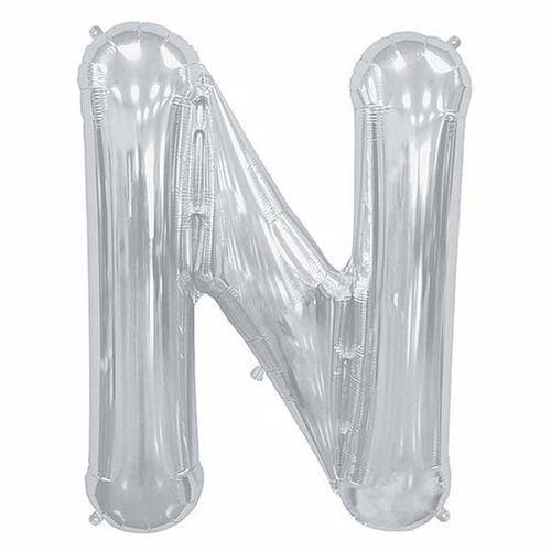 Gümüş Renk 76 cm N Harf Folyo Balon Gümüş 76 cm