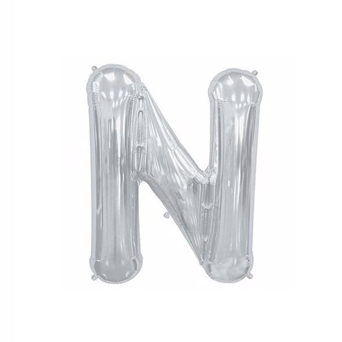 N Harf Folyo Gümüş Balon Küçük 35 cm