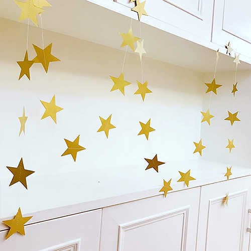 Parlak Altın Renkli Yıldız Sarkıt Süs 23 Adet