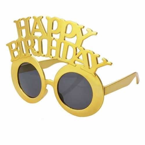  Altın Renkli Happy Birthday Parti Gözlük