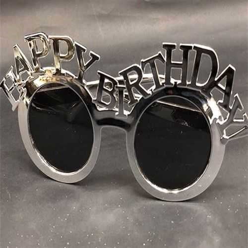 Gümüş Renkli Happy Birthday Gözlük