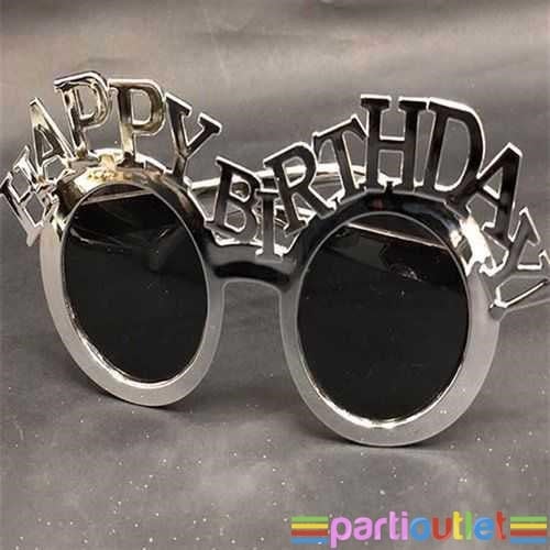Gümüş Renkli Happy Birthday Gözlük