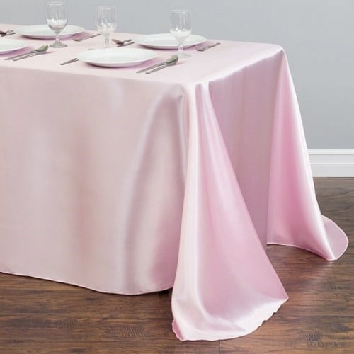 Pembe Renkli Saten Masa Örtüsü