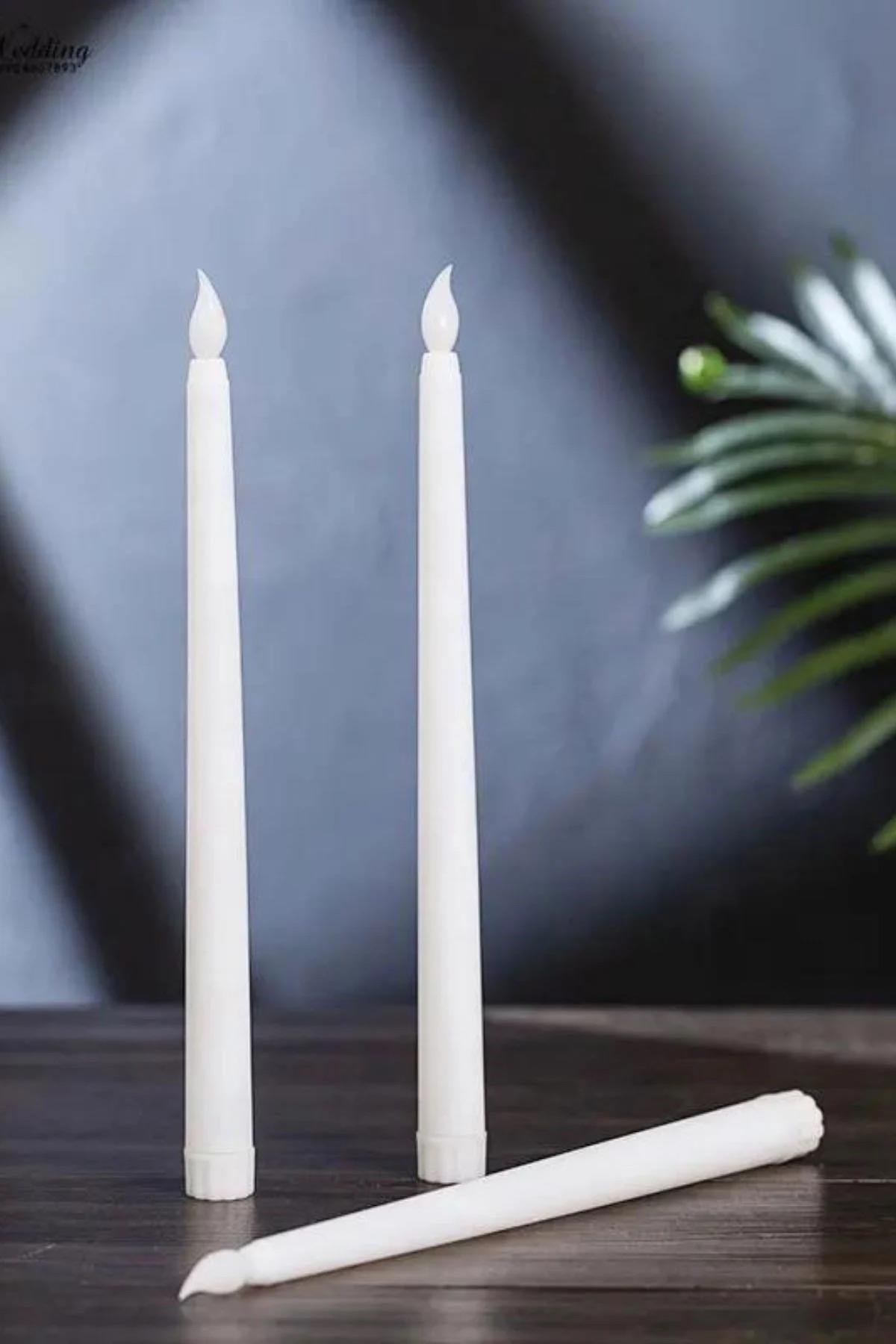 Pilli Şamdan Mum 2 Adet