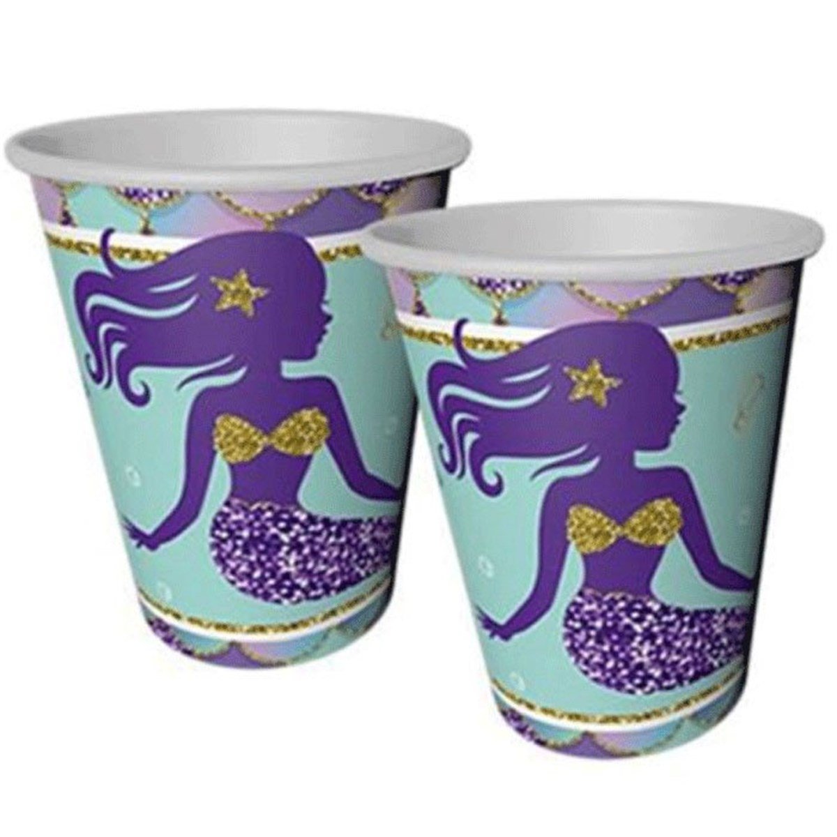 Pırıltılı Deniz kızı Bardak 8 Adet