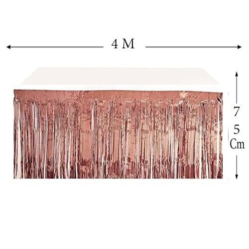 Rose Saçaklı Metalize Masa Eteği