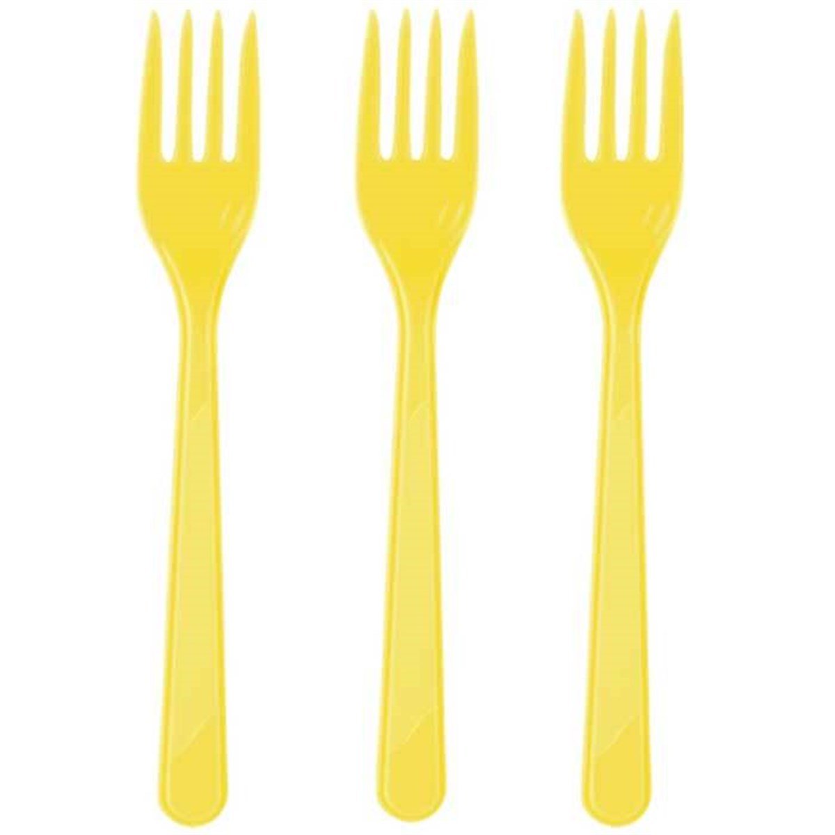 Sarı Renk Plastik Çatal 25 Adet