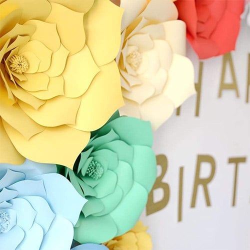 Sarı Renkli 3 Boyutlu Dekoratif Kağıt Çiçek 30 Cm 2 Adet