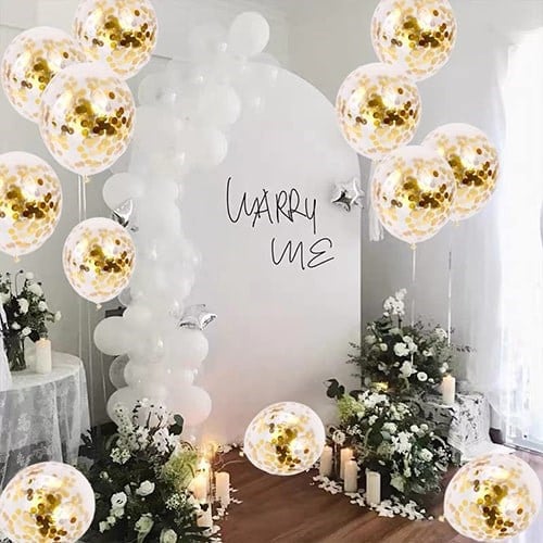 Şeffaf Gold Konfetili Balon 10 Adet
