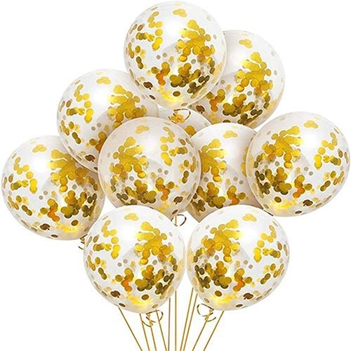 Şeffaf Gold Konfetili Balon 10 Adet