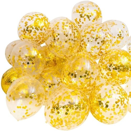 Şeffaf Gold Konfetili Balon 10 Adet
