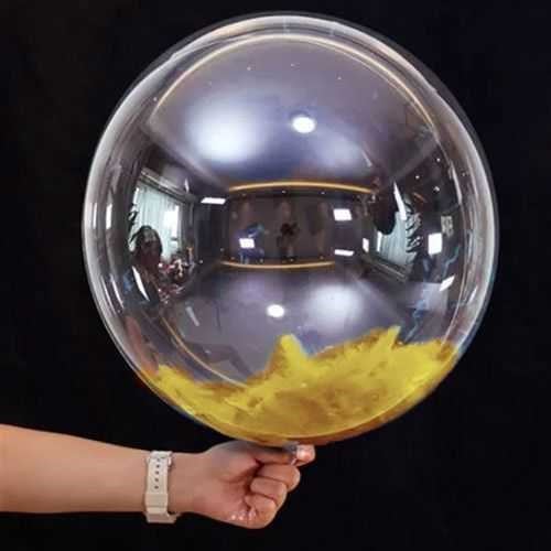 Şeffaf Gold Tüylü Balon 45 Cm