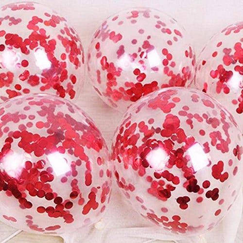 Şeffaf Kırmızı Konfetili Balon 10 Adet