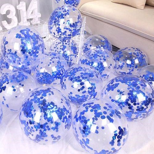 Şeffaf Lacivert Konfetili Balon 10 Adet