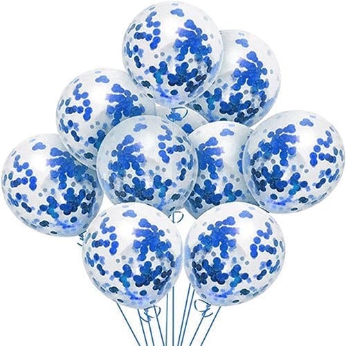 Şeffaf Lacivert Konfetili Balon 10 Adet