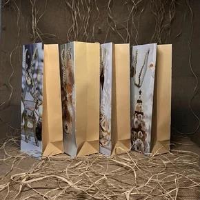 Şişe Boy Karton Çanta Beyaz 12 Adet