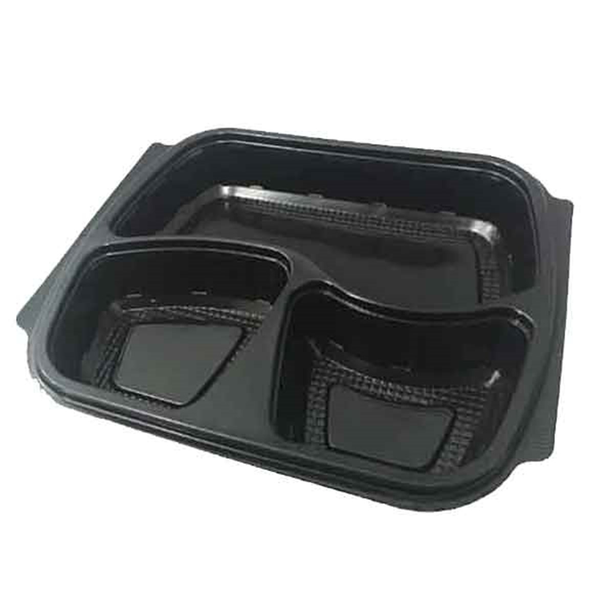 Siyah Kapaklı Yemek Kabı 3 Gözlü