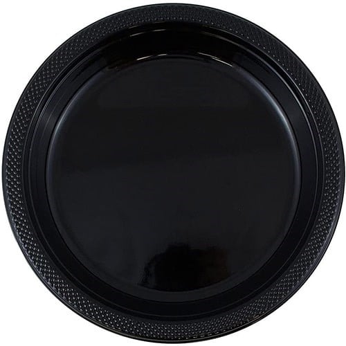 Siyah Renk Plastik Tabak 25 Adet