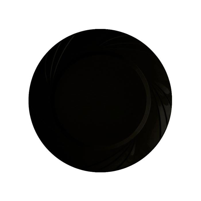 Lüks Plastik TabakSiyah Yuvarlak Mika Tabak 22cm 6 Adet