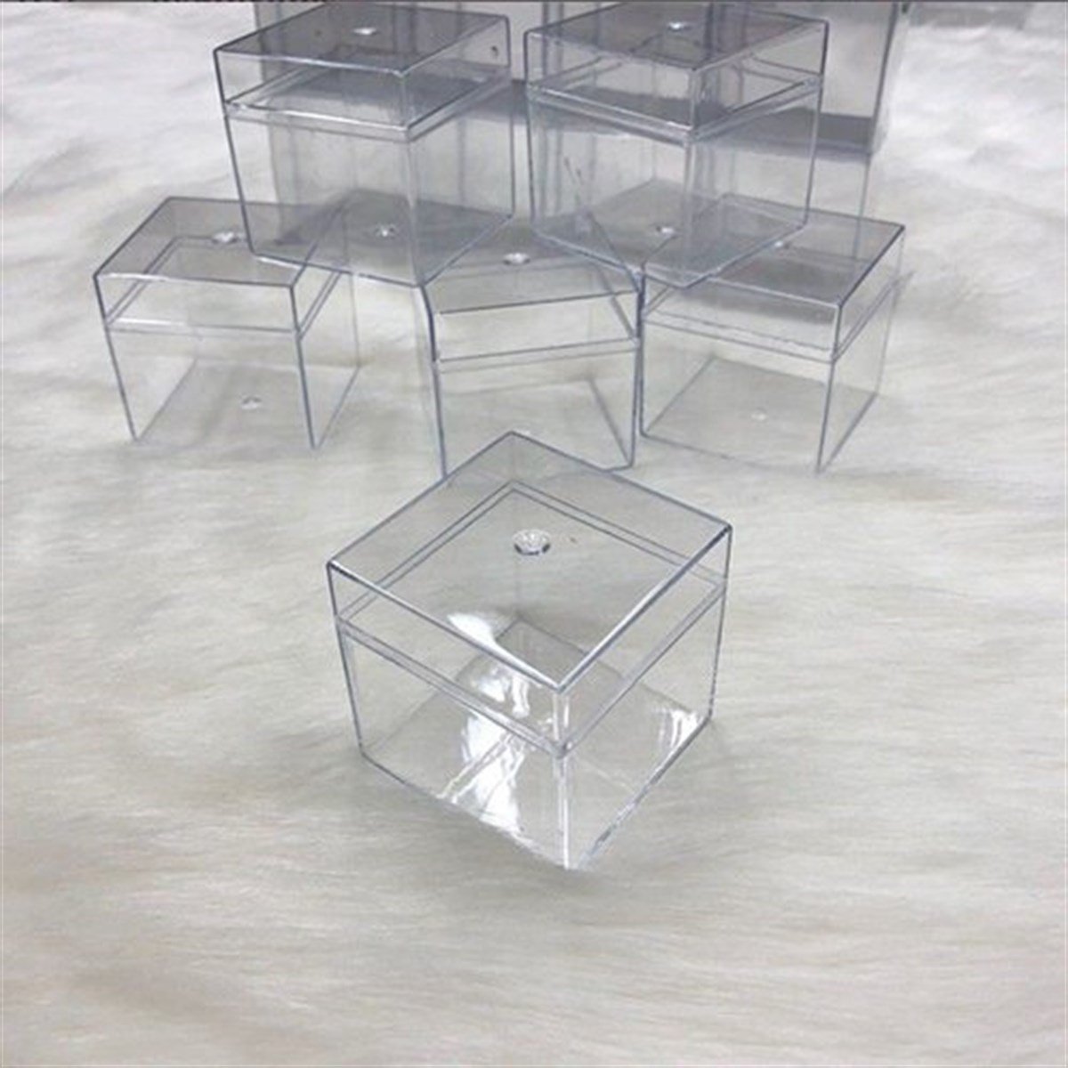 Söz Nişan Kına Bebek Hediyelik Mika Kare Kutu Şeffaf 12 Adet