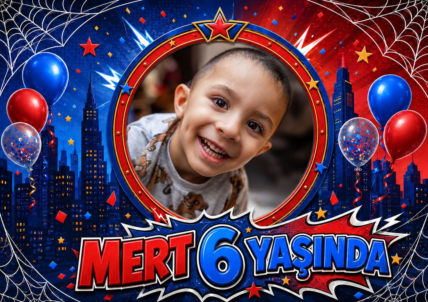 Spiderman KonseptiSpiderman Kişiye Özel Doğum Günü Afişi
