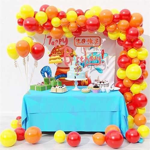 Turuncu Sarı Kırmızı Zincir Balon Seti