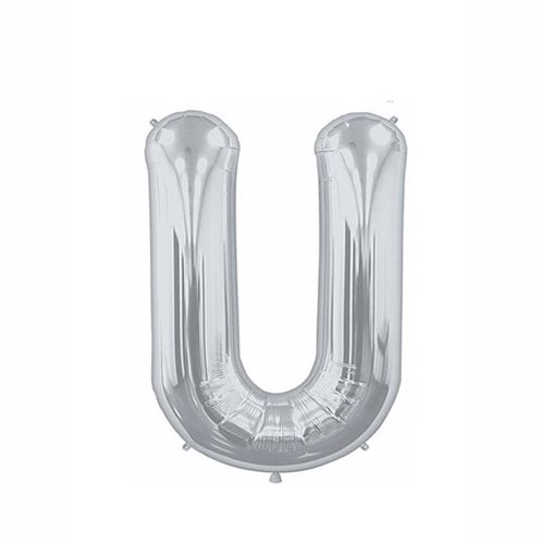 U Harf Folyo Gümüş Balon Küçük 35  cm