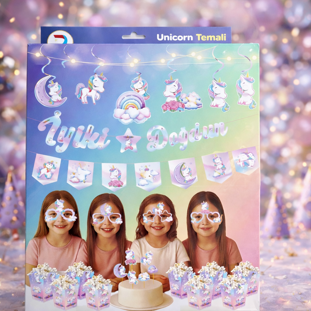 Unicorn Temalı Parti Seti