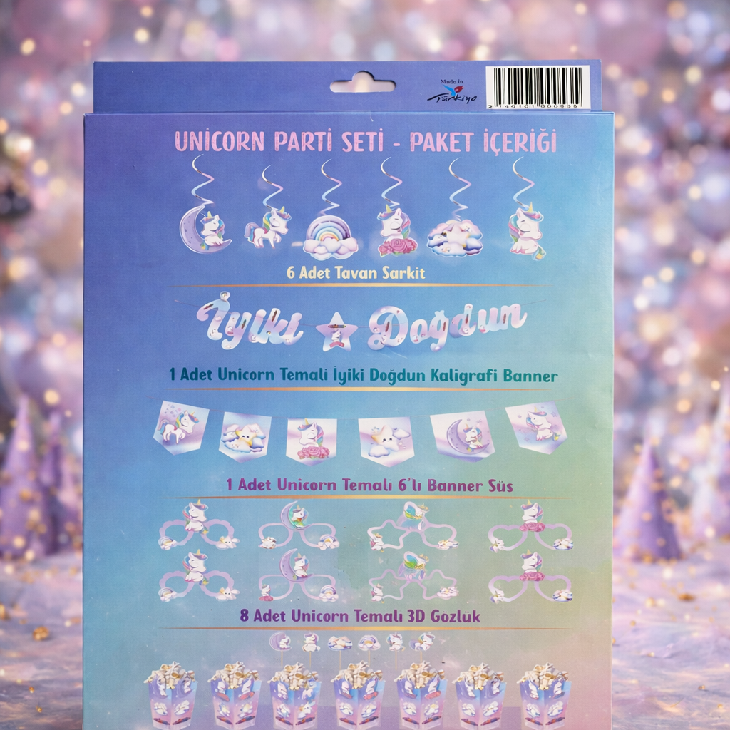 Unicorn Temalı Parti Seti