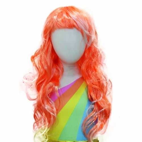 Uzun Peruk Saç Turuncu Renkli