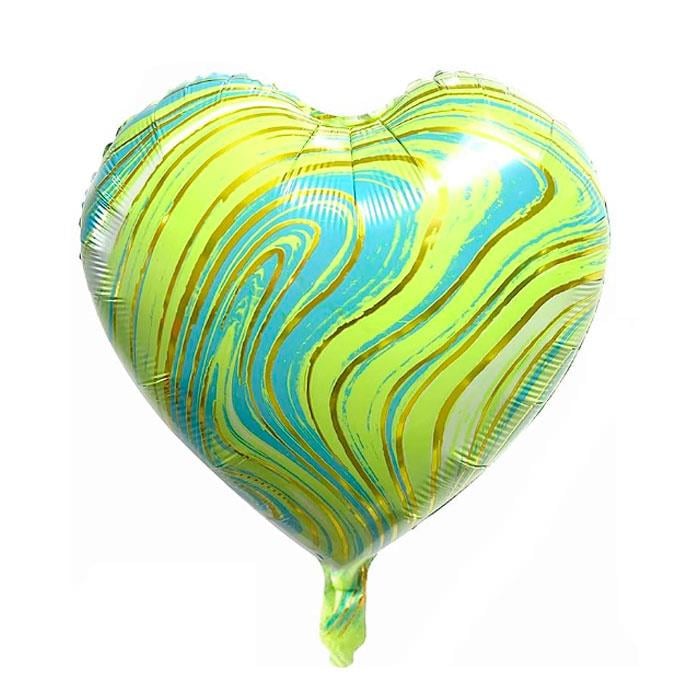 Yeşil Renk Mermer Kalp Balon