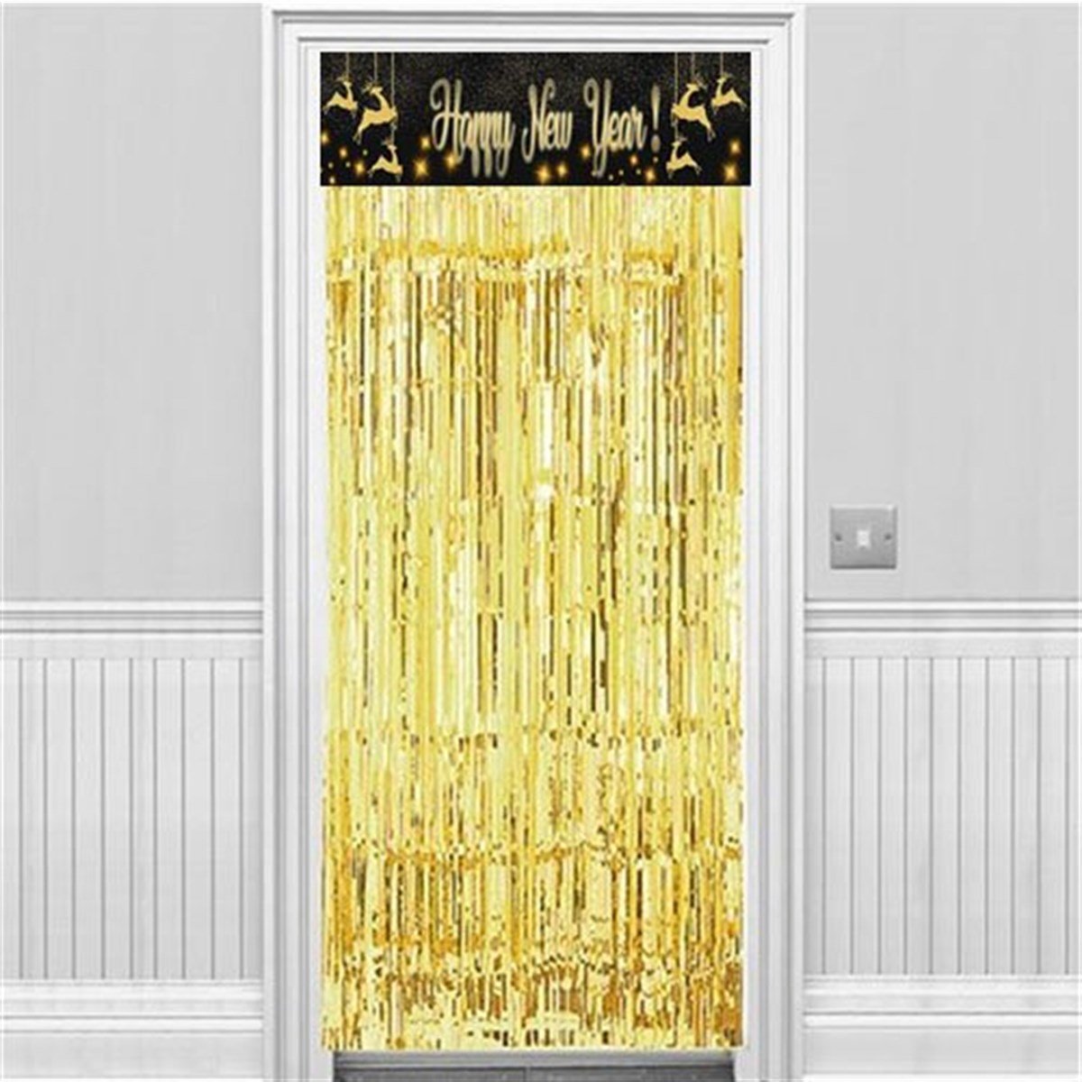 Yılbaşı Geyikli Gold Kapı Perdesi