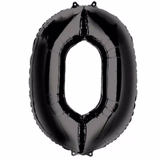 0 Rakam Folyo Balon Siyah 76 cm