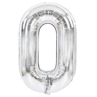 0 Rakam Folyo Gümüş Balon Küçük 35 cm