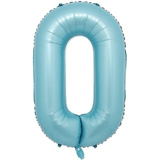 0 Rakam Mavi Pastel Folyo Balon 76 Cm