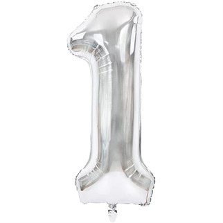 1 Rakam Folyo Balon Gümüş 100 cm