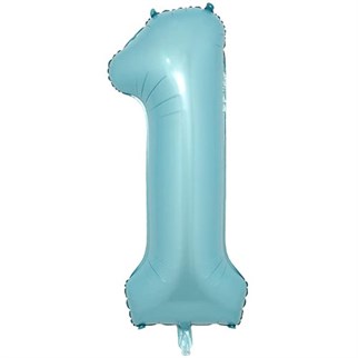 1 Rakam Pastel Mavi Folyo Balon 76 Cm