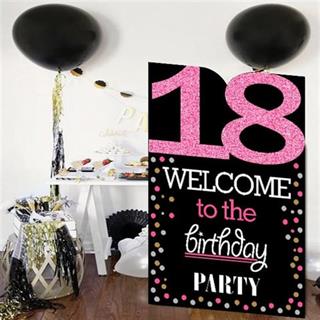 18 Yaş Fuşya Pano Çerçeve Konuşma Balonu Set
